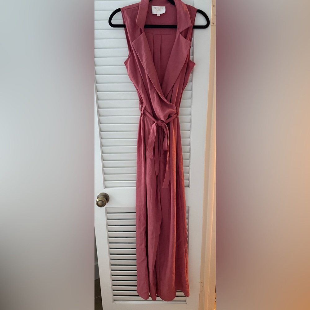 Audrey Parks x Francesca’s Deep Pink Jumpsuit Plunge